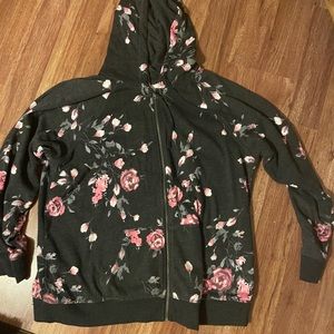 Floral print zip up hoodie by torrid size 3